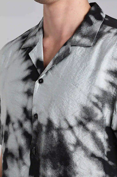 BLACK AND GREY TIE AND DYE SHIRT
