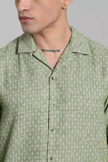 COASTLINE MOJITO GREEN JACQUARD FULL SLEEVE SHIRT