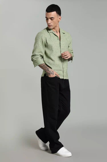 COASTLINE MOJITO GREEN JACQUARD FULL SLEEVE SHIRT