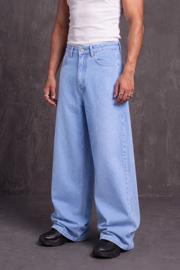 Light Blue Balloon Fit Denim Jeans