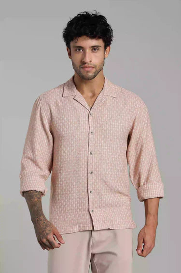 DUSTY ROSE JACQUARD FULL SLEEVE SHIRT