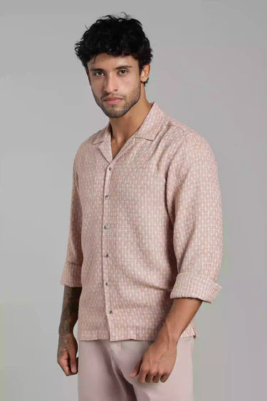 DUSTY ROSE JACQUARD FULL SLEEVE SHIRT
