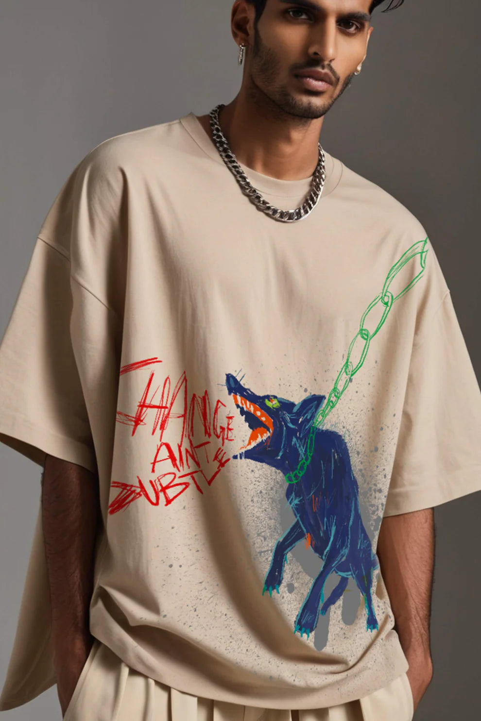 Bark Graphic Print Oversized Tee