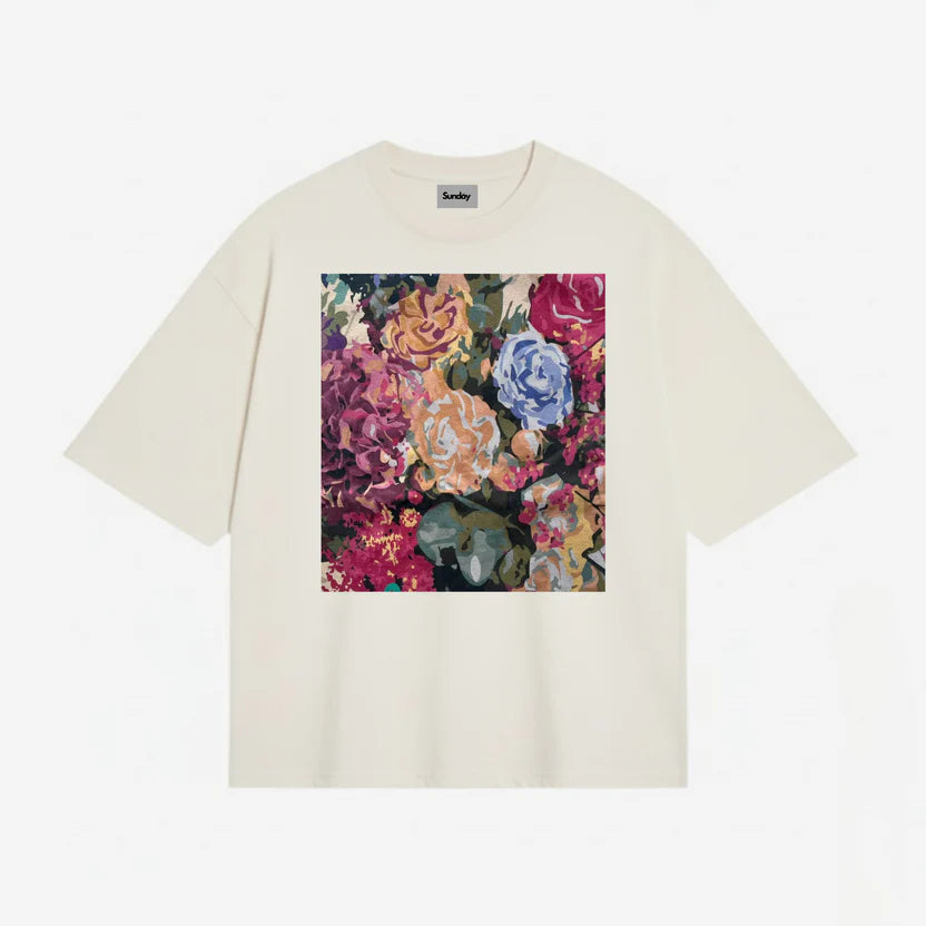 OFF WHITE FLOWER CANVAS TEE