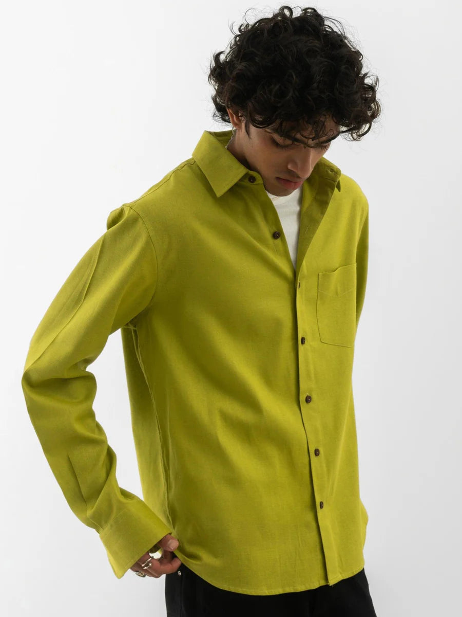 Full Sleeves Shirt Solid Green