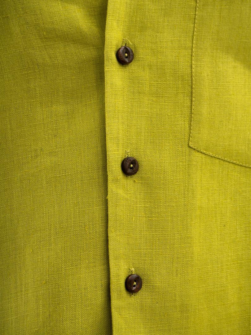 Cuban Collar-Half Sleeves Shirt Green