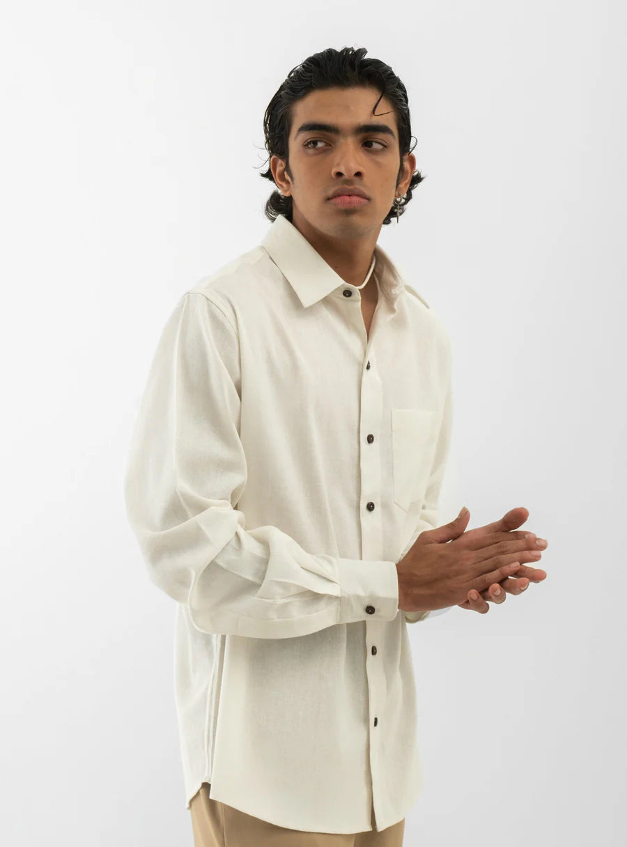 Full Sleeves Shirt Solid Off White