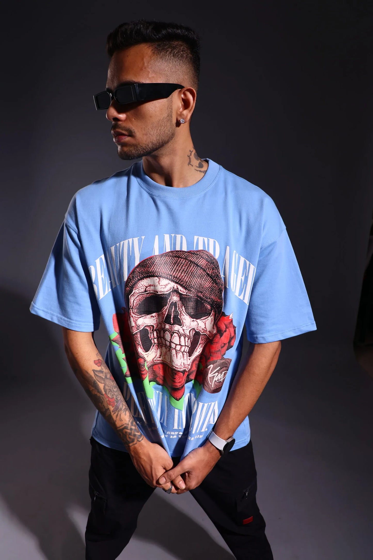 Blue Skull Rose Tee