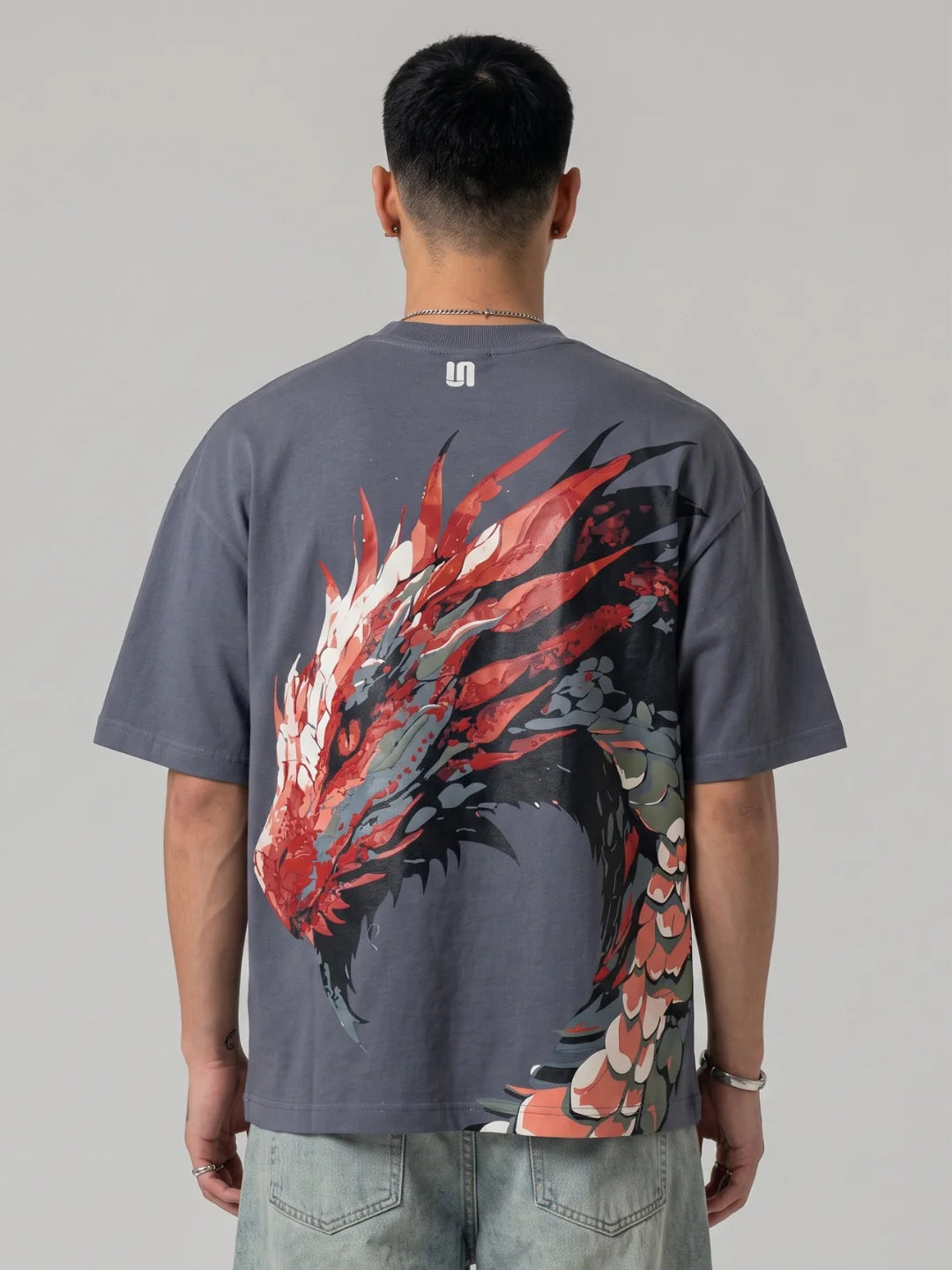 GREY DRAGON CREST TEE