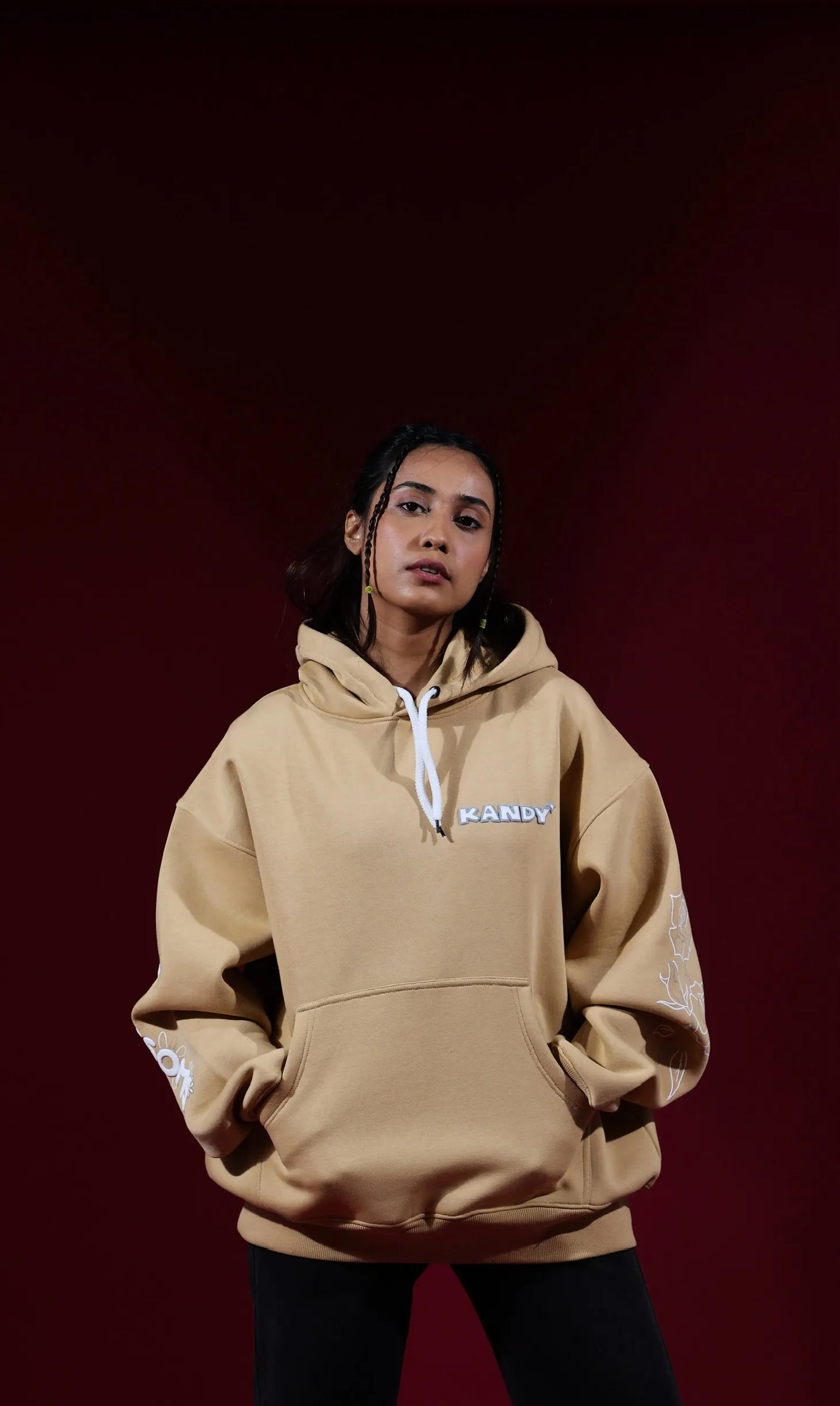 Beige Floral Terrai Hood