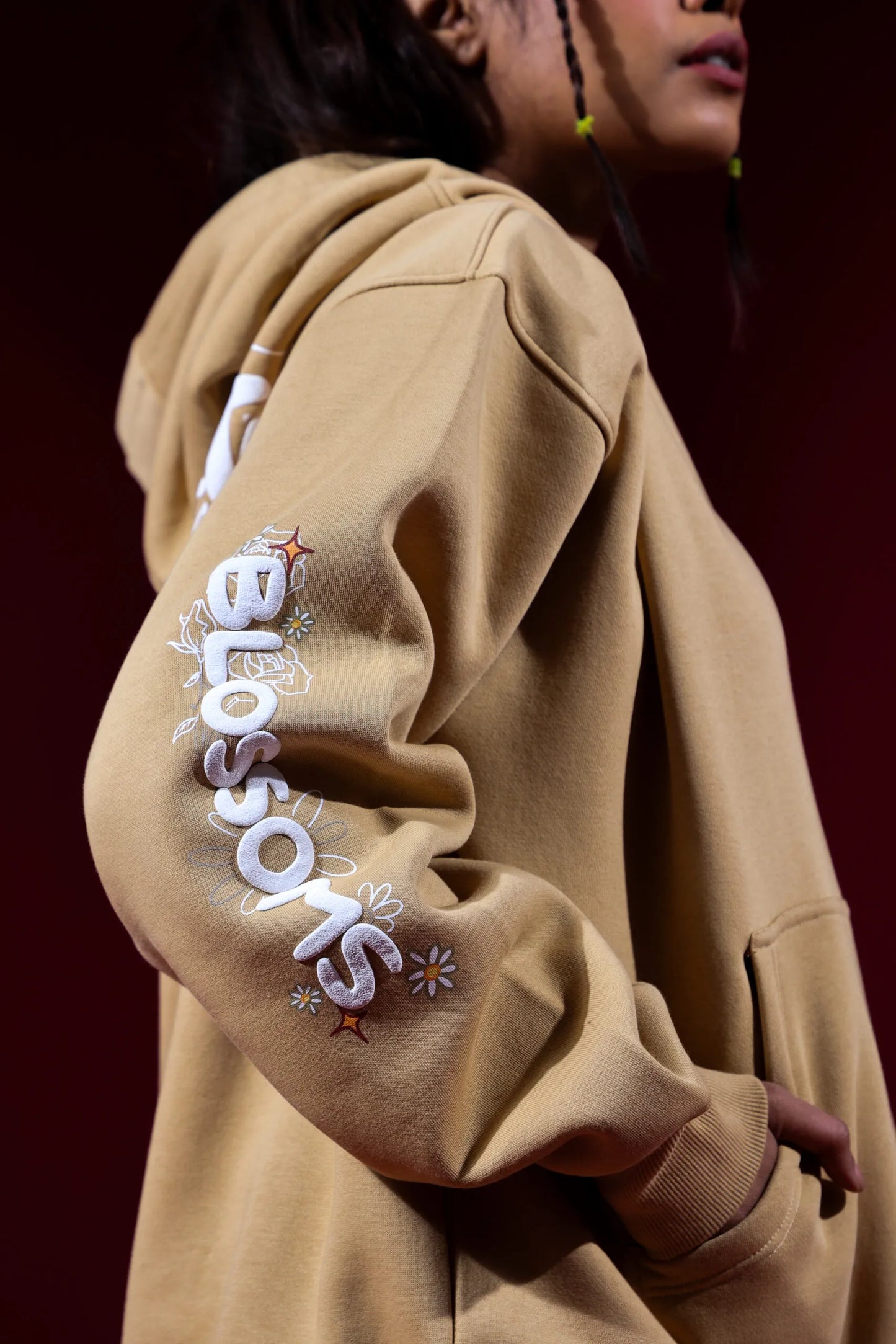 Beige Floral Terrai Hood