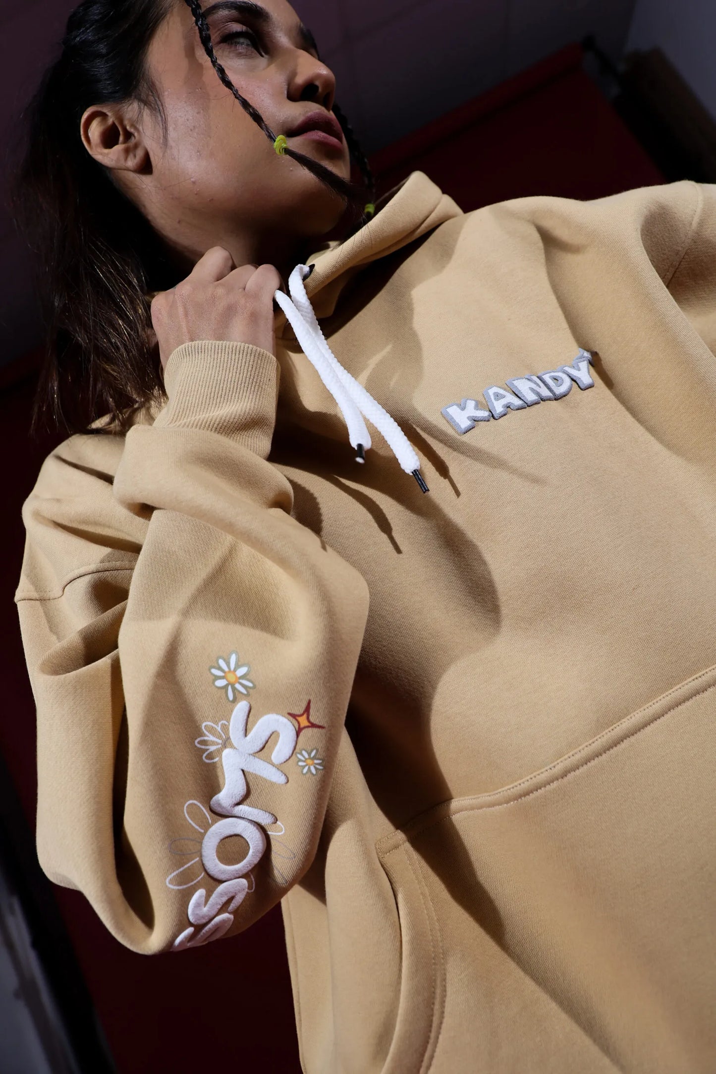 Beige Floral Terrai Hood