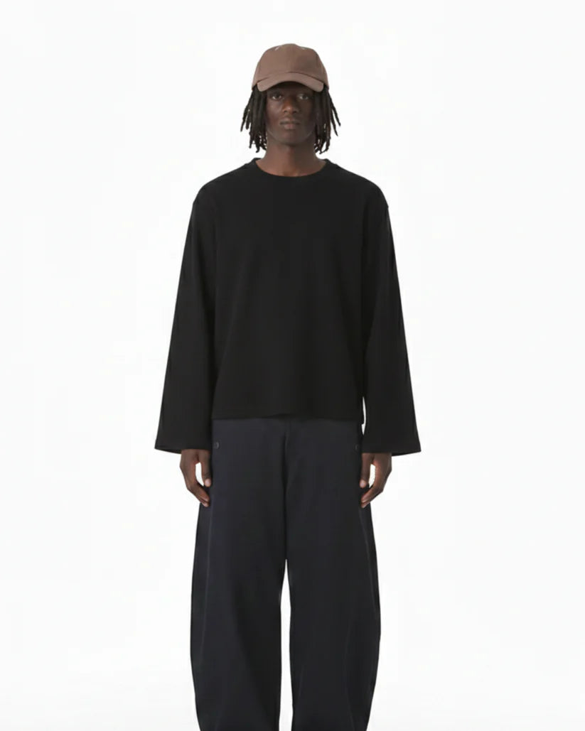 BLACK WAFFLE T-SHIRT