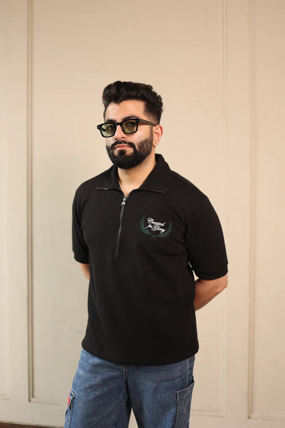 Black Noir Zip Polo