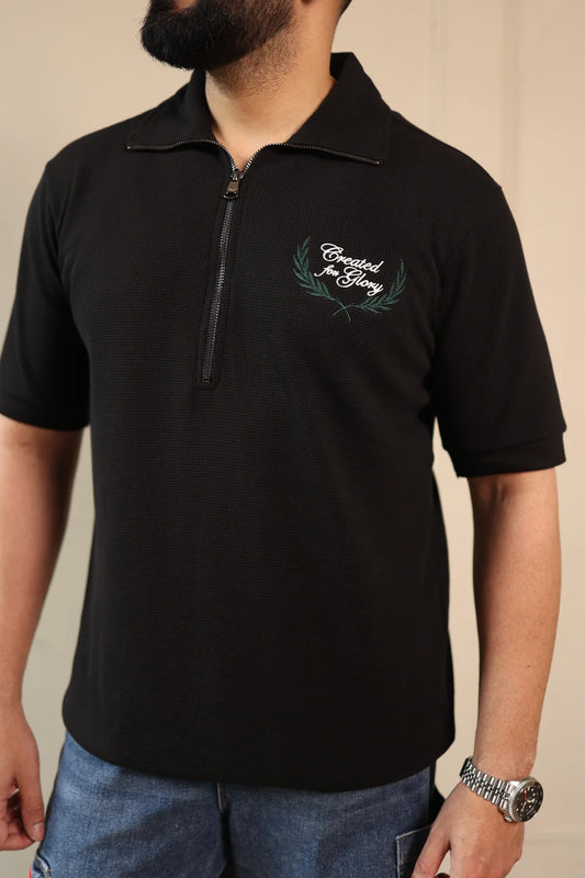 Black Noir Zip Polo