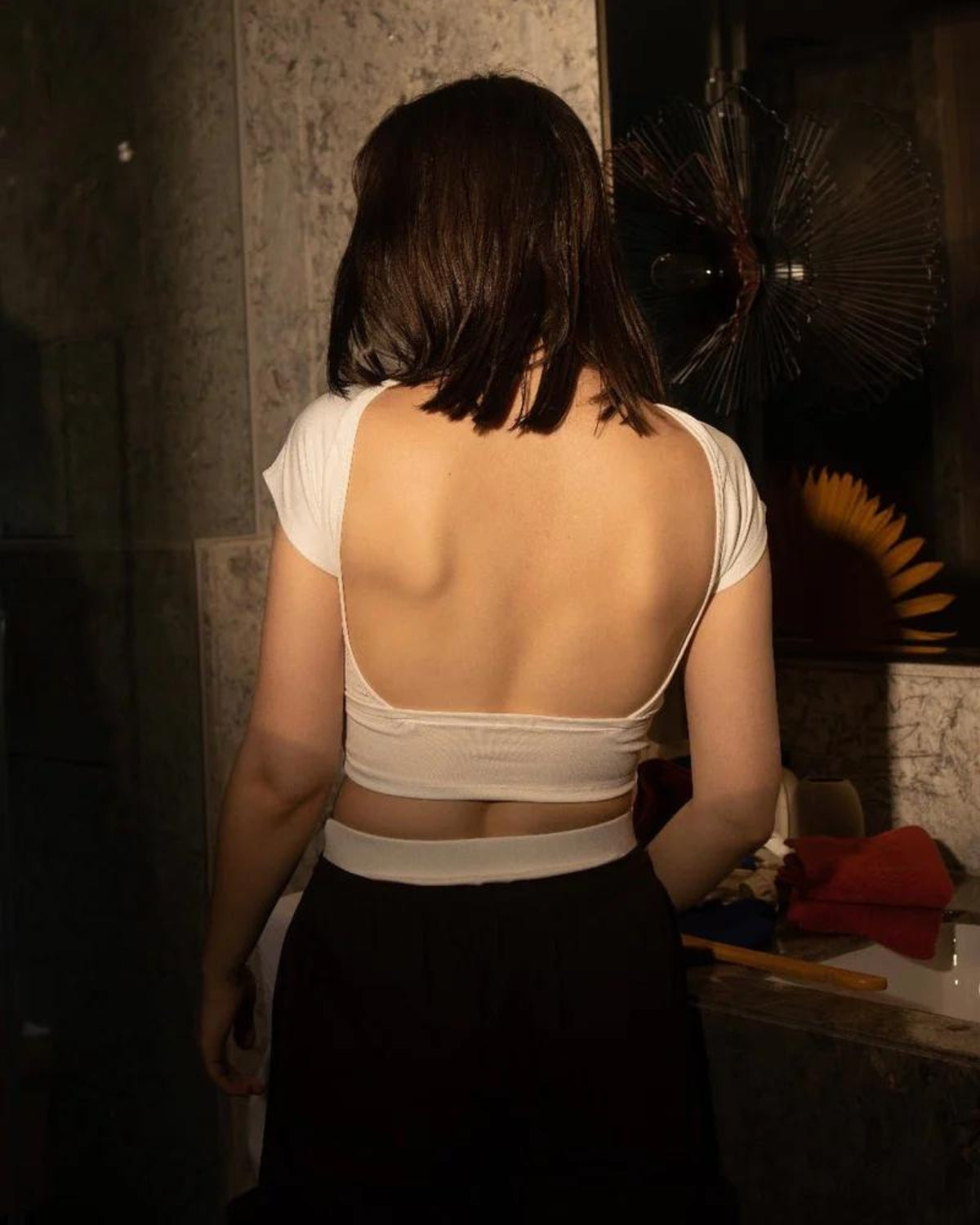 White Retro Backless Tee