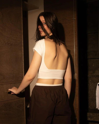 White Retro Backless Tee