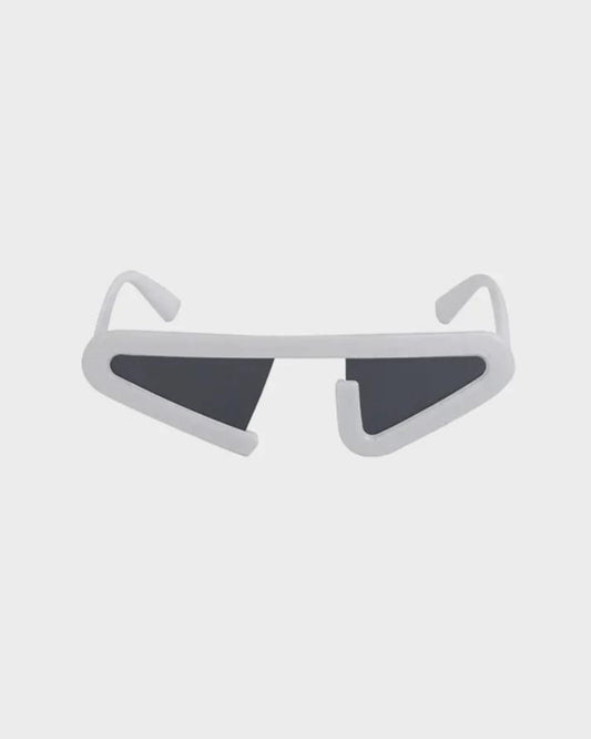 Carbon Triangle Unisex Asymmetric Sunglass - White