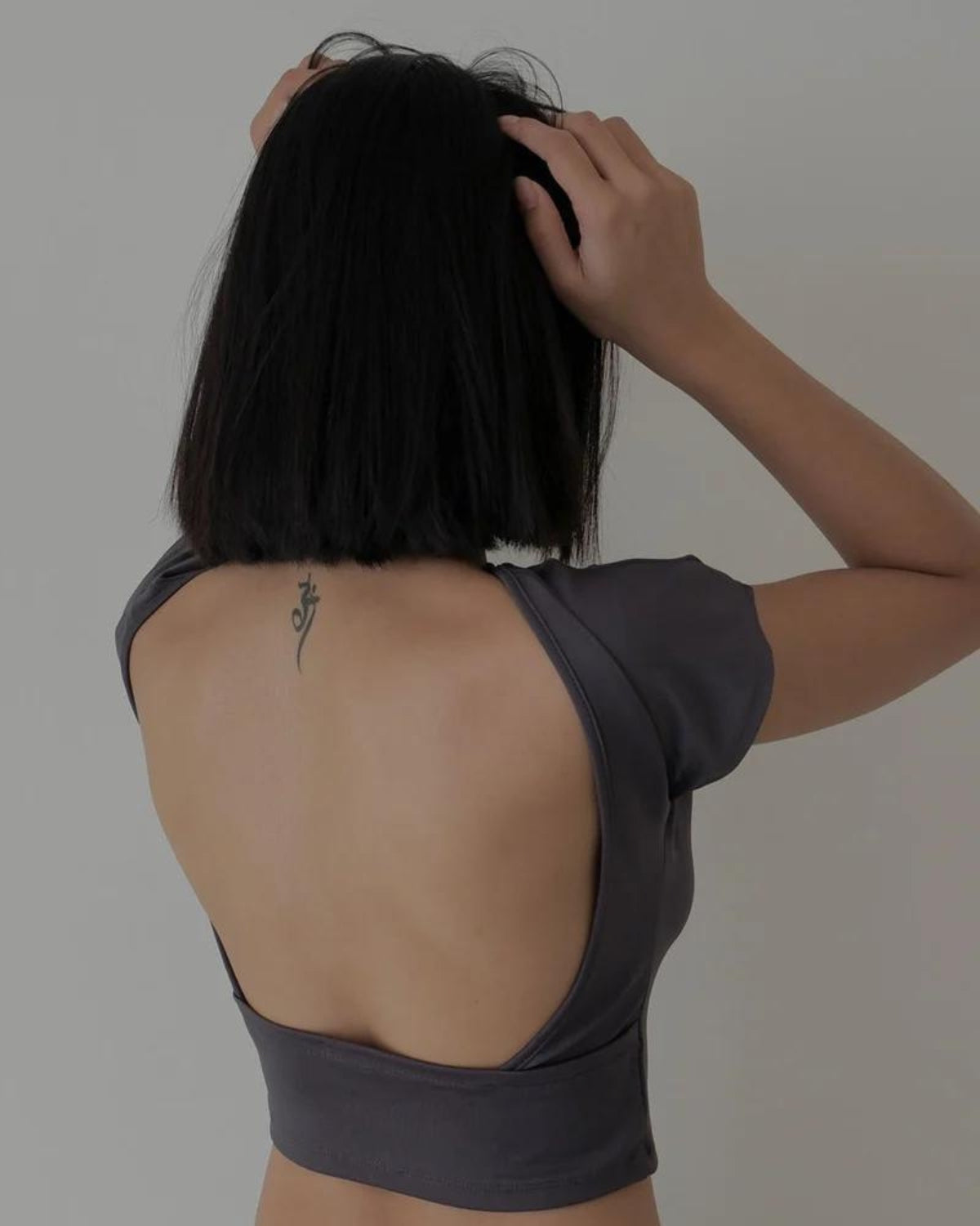 Dark Grey Retro Backless Tee