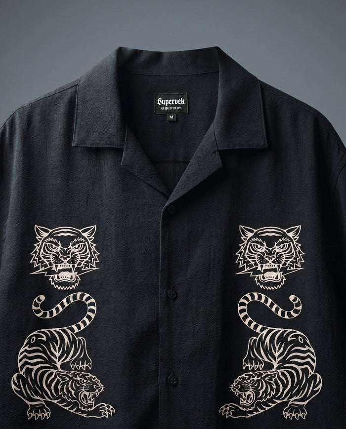 Tiger Fury Resort Shirt - Black