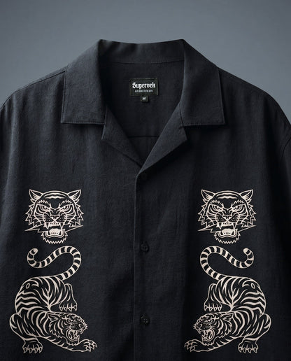 Tiger Fury Resort Shirt - Black
