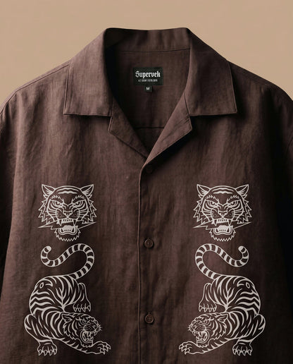 Tiger Fury Resort Shirt - Brown