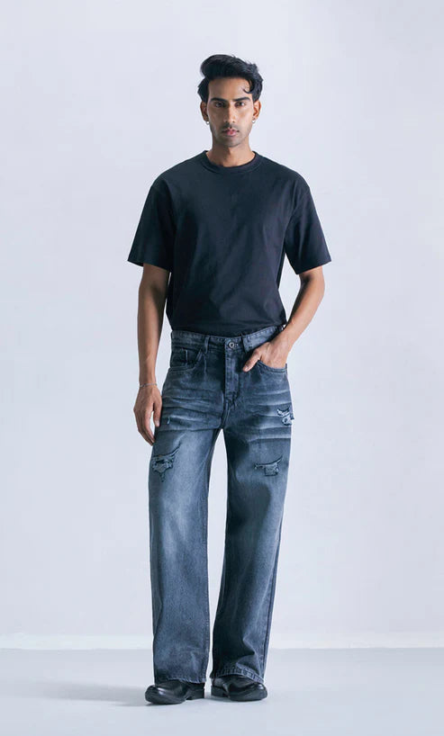 Straight fit Iron fade distress