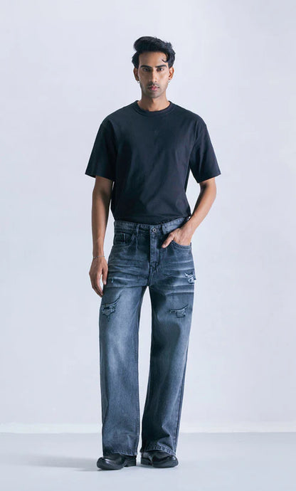 Straight fit Iron fade distress