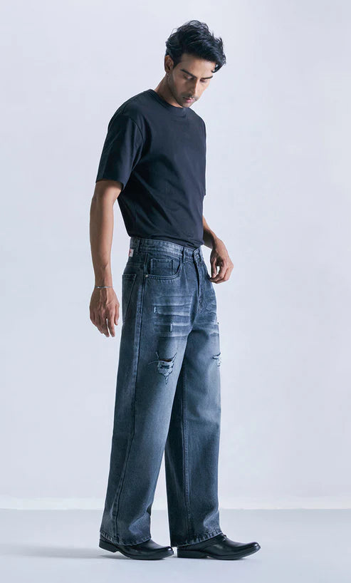 Straight fit Iron fade distress