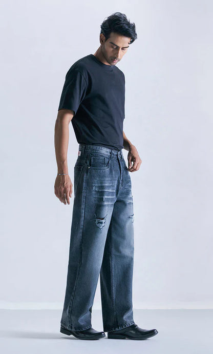 Straight fit Iron fade distress