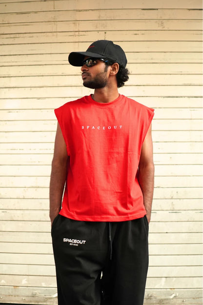 RED SPACEOUT TANK TOP
