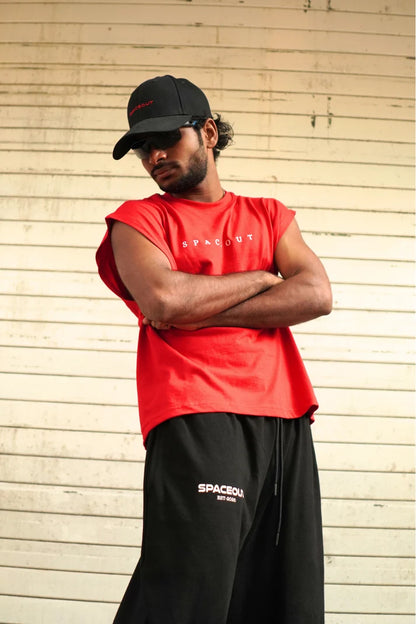RED SPACEOUT TANK TOP