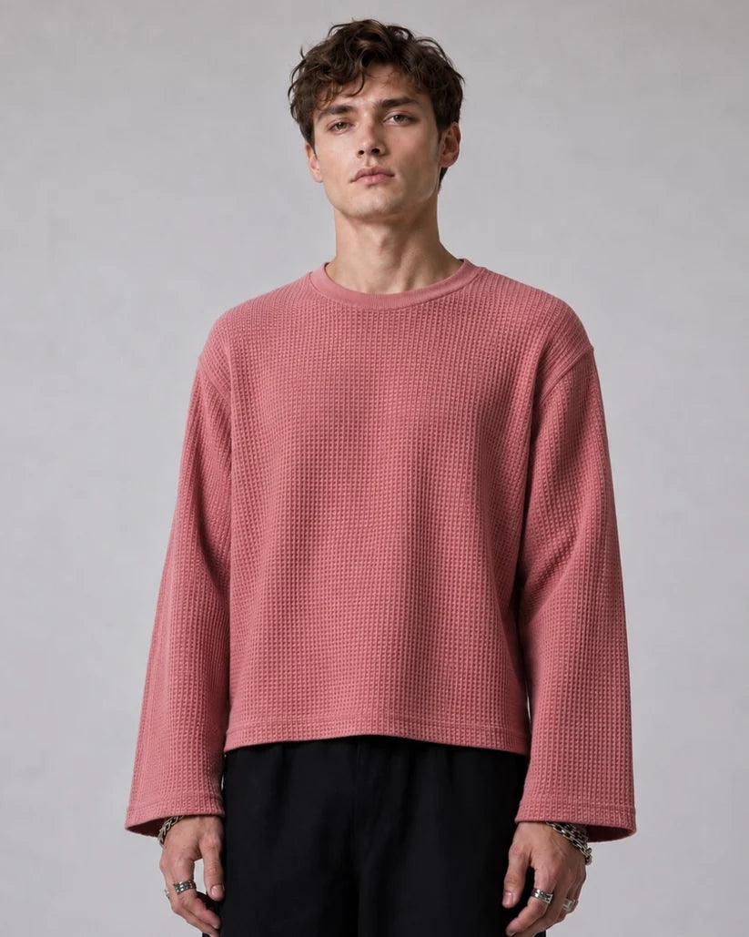 DUSTY PEACH WAFFLE T-SHIRT