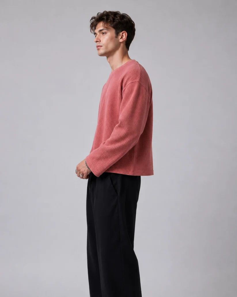 DUSTY PEACH WAFFLE T-SHIRT