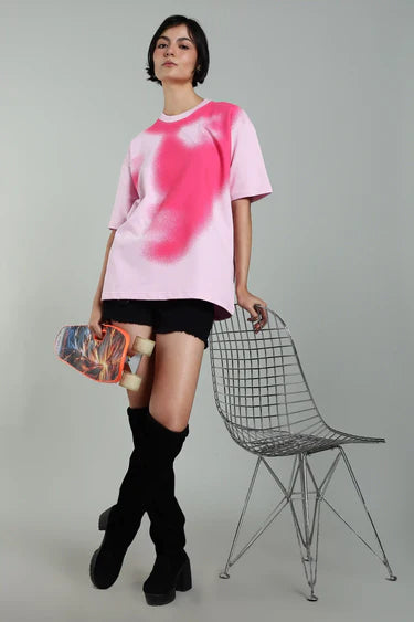 PINK ABSTRACT FACE OVERSIZED