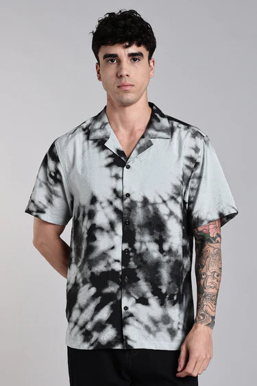 BLACK AND GREY TIE AND DYE SHIRT