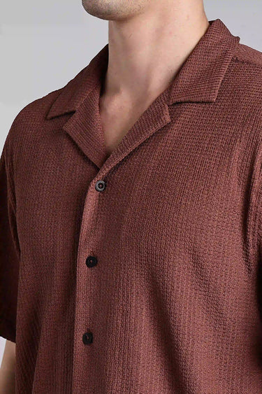 BROWN TEXTURED SHIRT