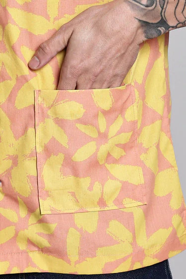 PINK AND YELLOW FLORAL PRINT SHIRT