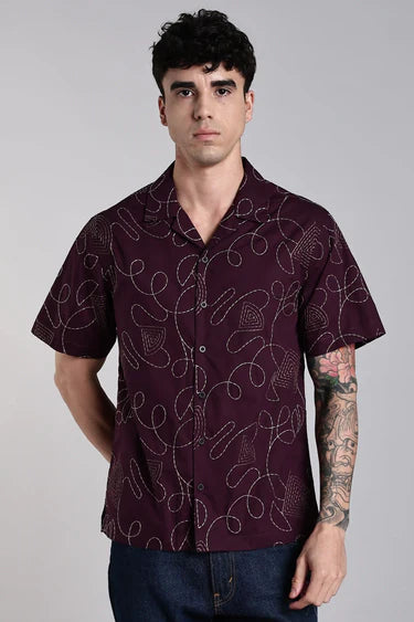 EMBROIDERED PURPLE SHIRT