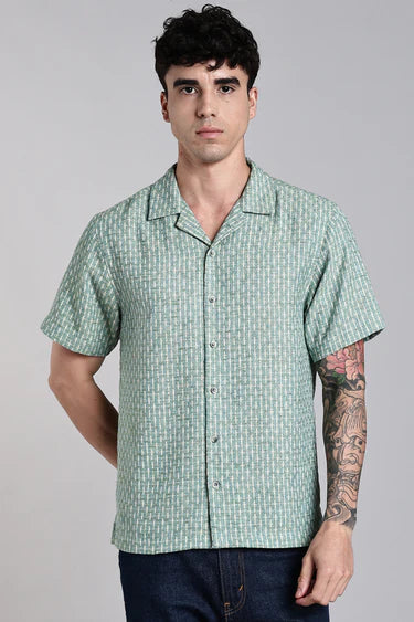 BLUE TEXTURED TURKISH WEAVE SHIRT