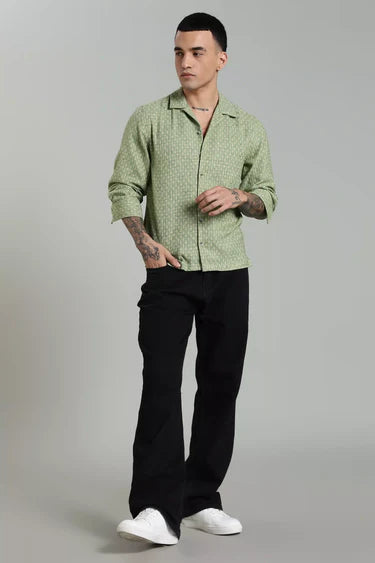 COASTLINE MOJITO GREEN JACQUARD FULL SLEEVE SHIRT