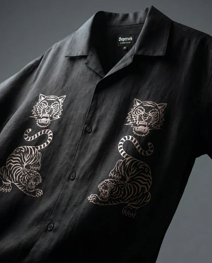 Tiger Fury Resort Shirt - Black