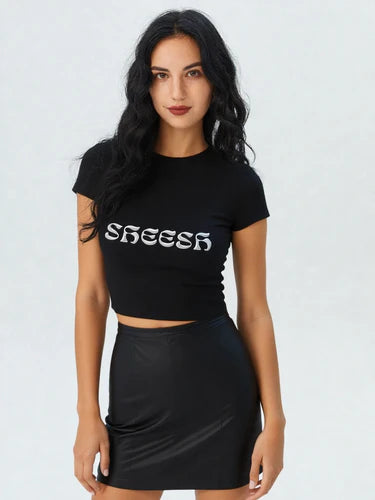 BLACK SHEESH CROP TOP