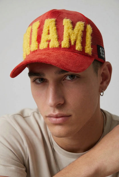 MIAMI - Red Suade Trucker Cap