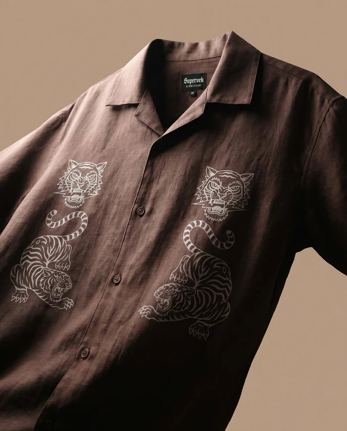 Tiger Fury Resort Shirt - Brown