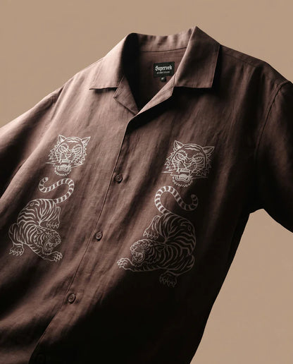 Tiger Fury Resort Shirt - Brown