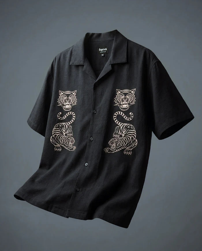 Tiger Fury Resort Shirt - Black