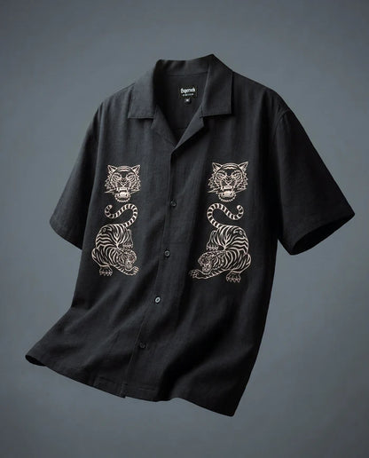 Tiger Fury Resort Shirt - Black
