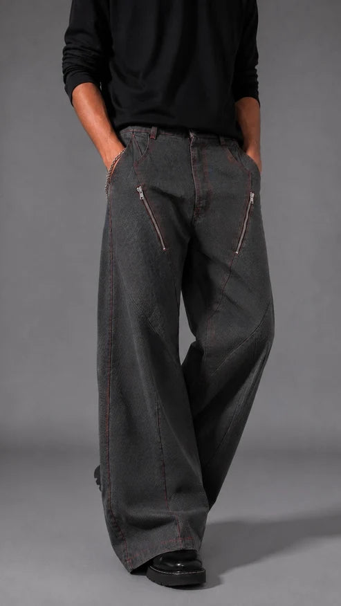 GUNMETAL CHAINED DENIM