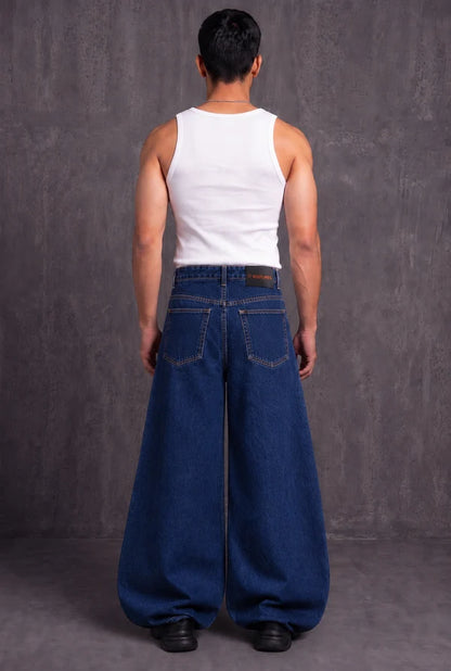 Dark Blue Balloon Fit Denim Jeans